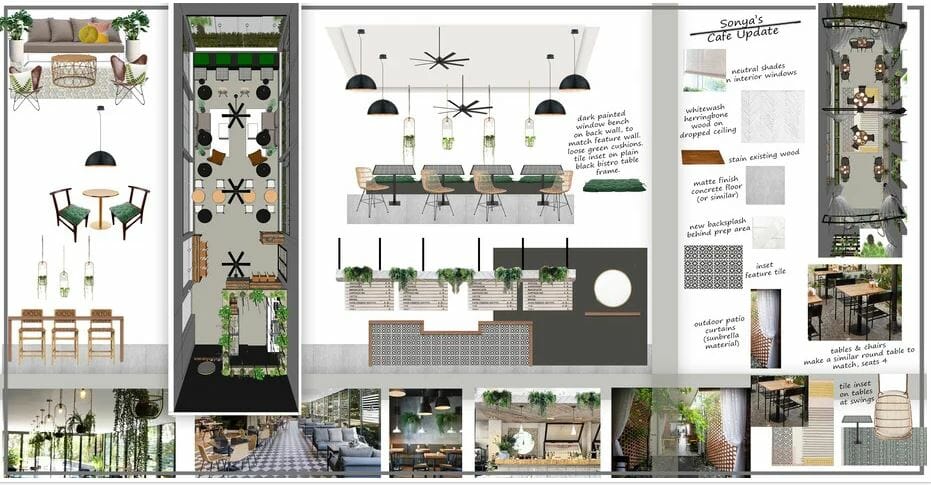 Coffee bar layout and moodboard preview